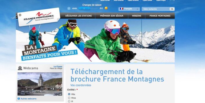 Utilisation d'un visuel de l'Agence Urope au ski pour le site internet de France Montagnes