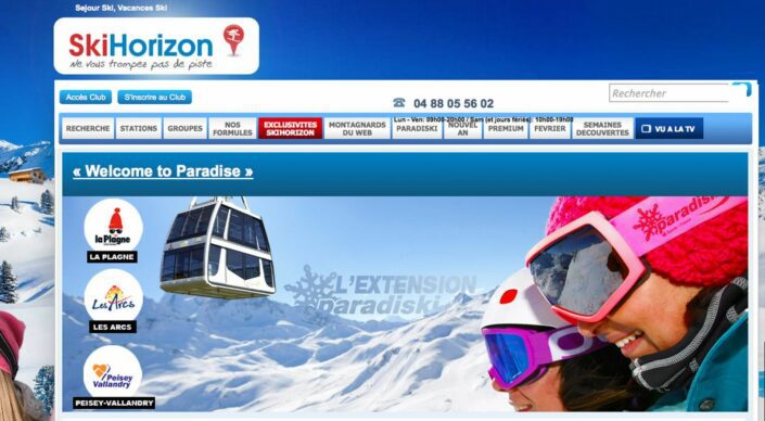 Visuel de ski pour le site internet Paradiski et skihorizon
