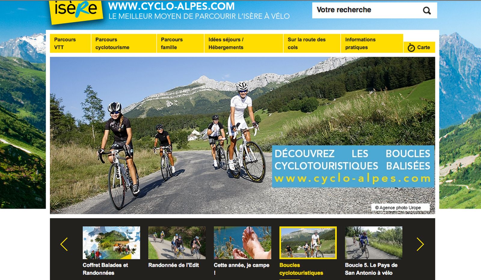 Photo de cyclotourisme de l'Agence Urope sur le site de www.cyclo-alpes.com et Isère Tourisme
