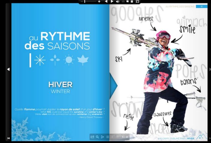 Photo de skieuse par l'Agence Urope sur le Catalogue Hiver de la station de ski de Vaujany